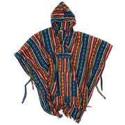 Brushed Gheri Cotton Poncho - 02 Blue Red