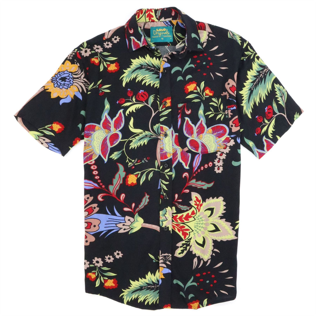 Regular Fit Short Sleeve Shirt - Black Garden