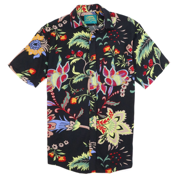 Regular Fit Short Sleeve Shirt - Black Garden