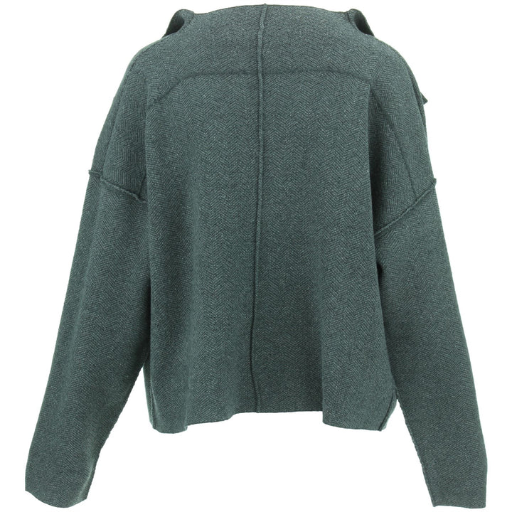 Wide Collar Knit Cardigan - Grey