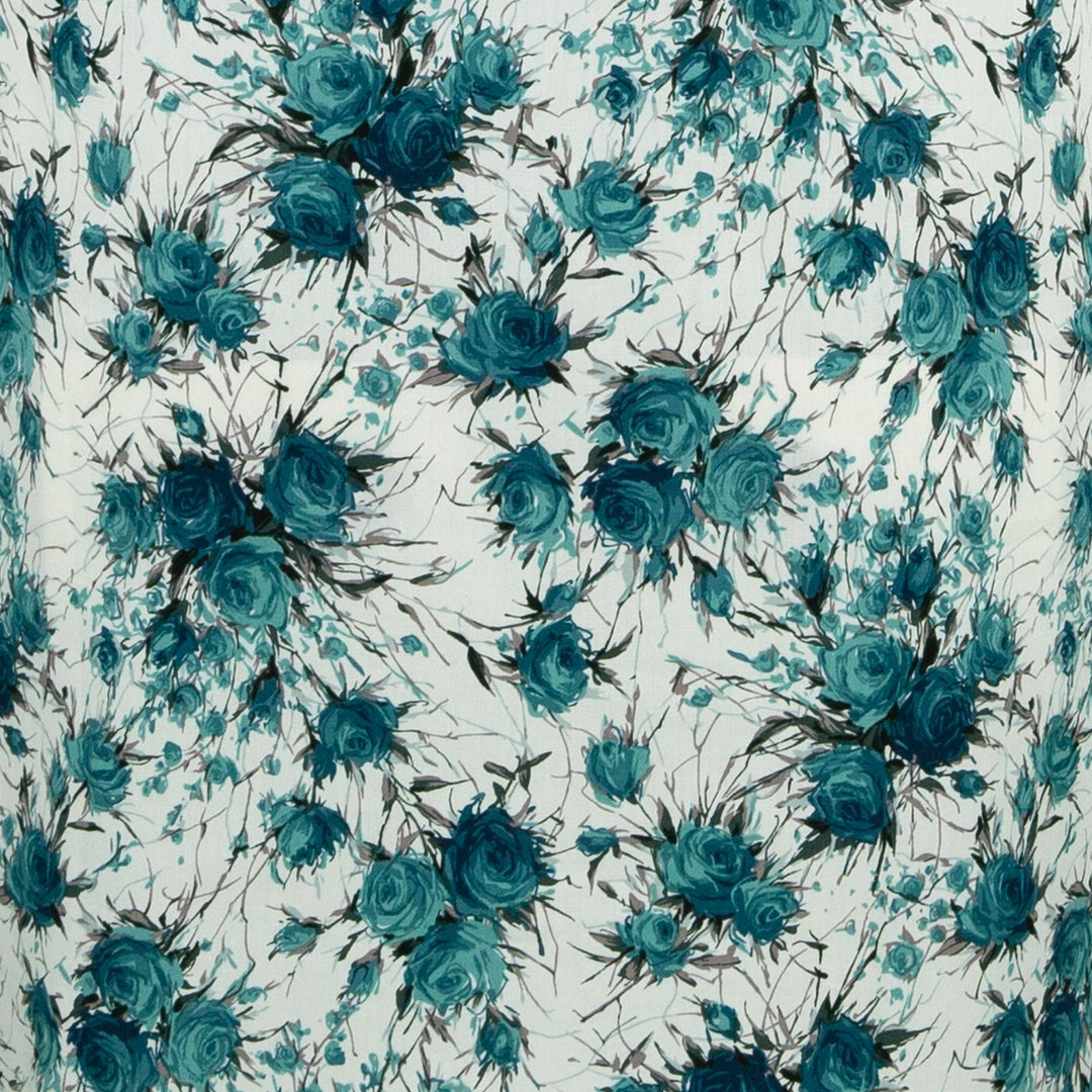 Mandarin Mini Dress - Rose Bunch Teal