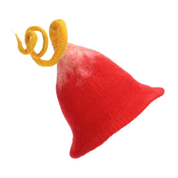 LoudElephant Handcrafted Wool Felt Hat from Nepal - Red Spiral