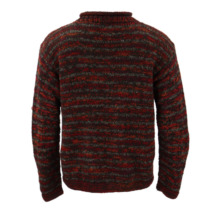 Hand Knitted Wool Space Dye Jumper - Red Grey Mix