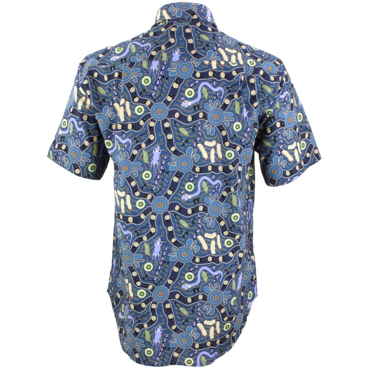 Regular Fit Short Sleeve Shirt - Blue Abstract Australian
