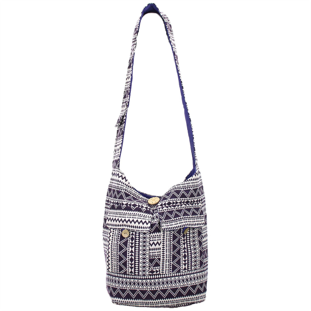 Cotton Canvas Sling Shoulder Bag - Purple