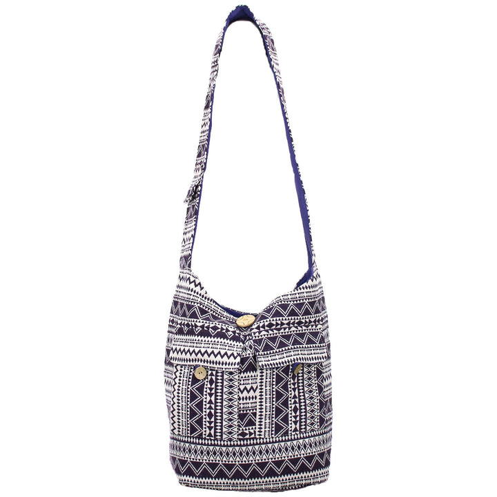 Cotton Canvas Sling Shoulder Bag - Purple