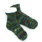 Hand Knitted Wool Ankle Socks - SD Green Mix