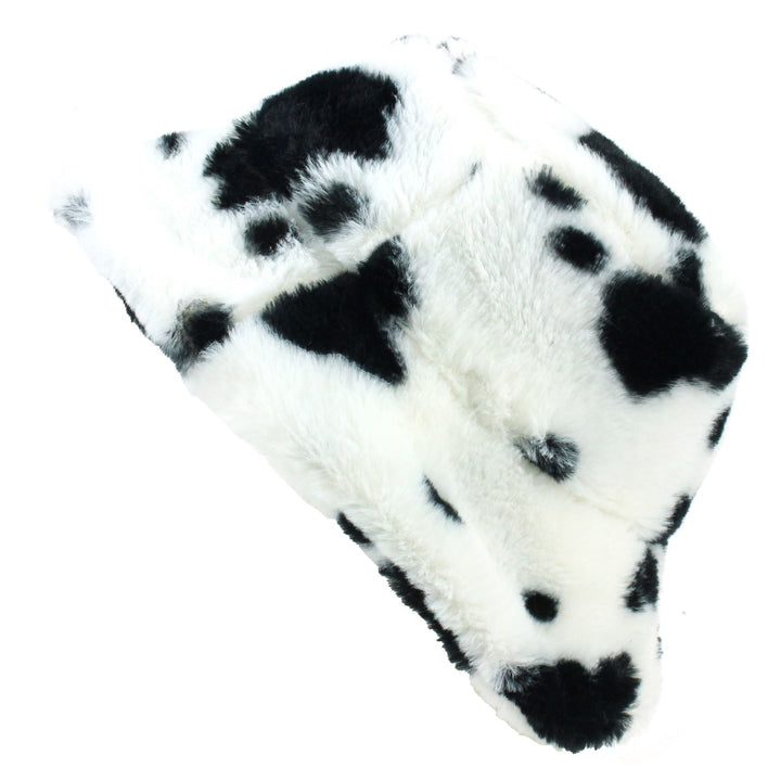 Faux Fur Bucket Hat - Fluffy Cow