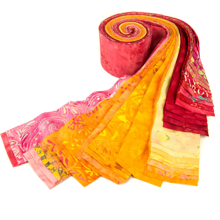 Cotton Batik Pre Cut Fabric Bundles - Jelly Roll - Fire Red