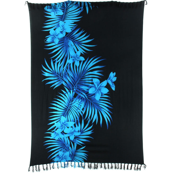 Viscose Rayon Sarong - Floral - Black & Blue