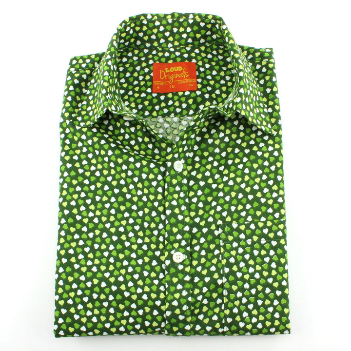 Tailored Fit Short Sleeve Shirt - Green Hearts