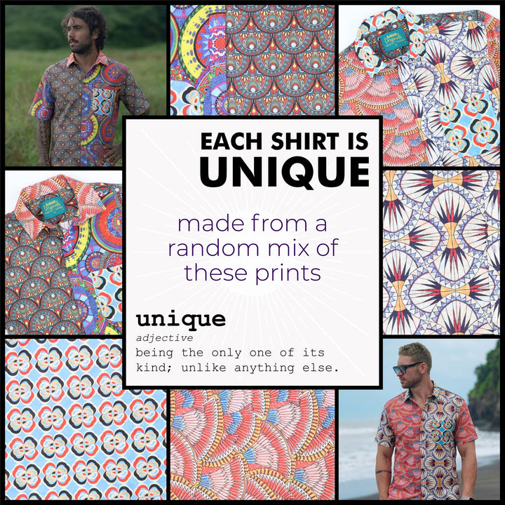 Regular Fit Short Sleeve Shirt - Geo Random Mixed Panel