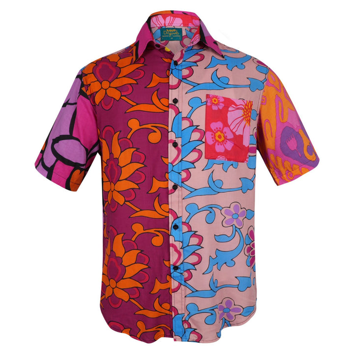 Regular Fit Short Sleeve Shirt - Random Mixed Panel Bold Floral