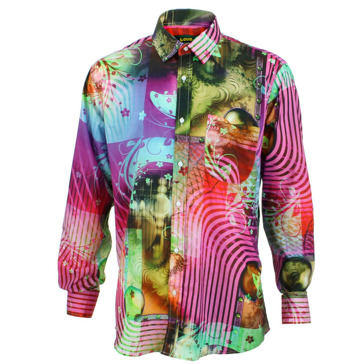 Regular Fit Long Sleeve Shirt - Purple & Red Abstract