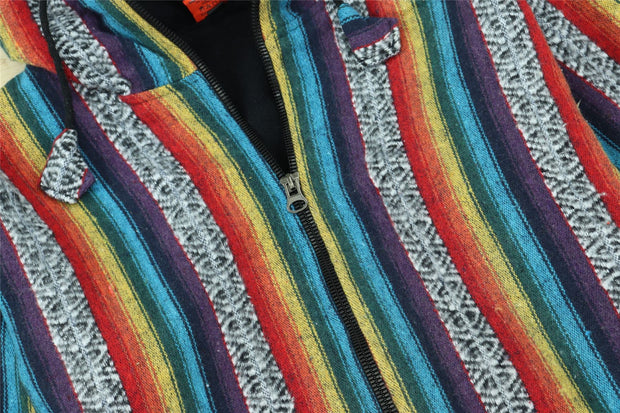 Brushed Gheri Cotton Hoodie Fleece Lined - Rainbow