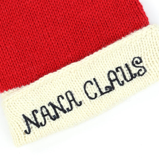Hand Knitted Wool Christmas Beanie Hat - Nana Claus