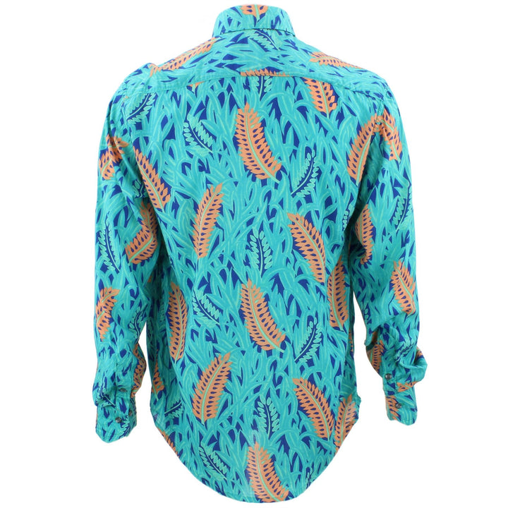 Tailored Fit Long Sleeve Shirt - Orange feathers & green grass