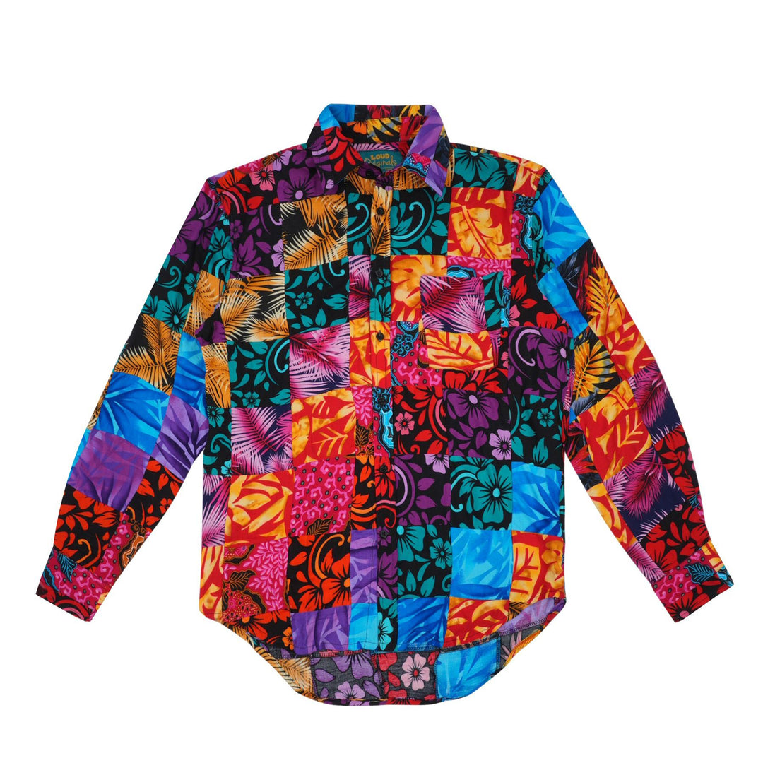 Regular Fit Long Sleeve Shirt - Paradise Patchwork Large