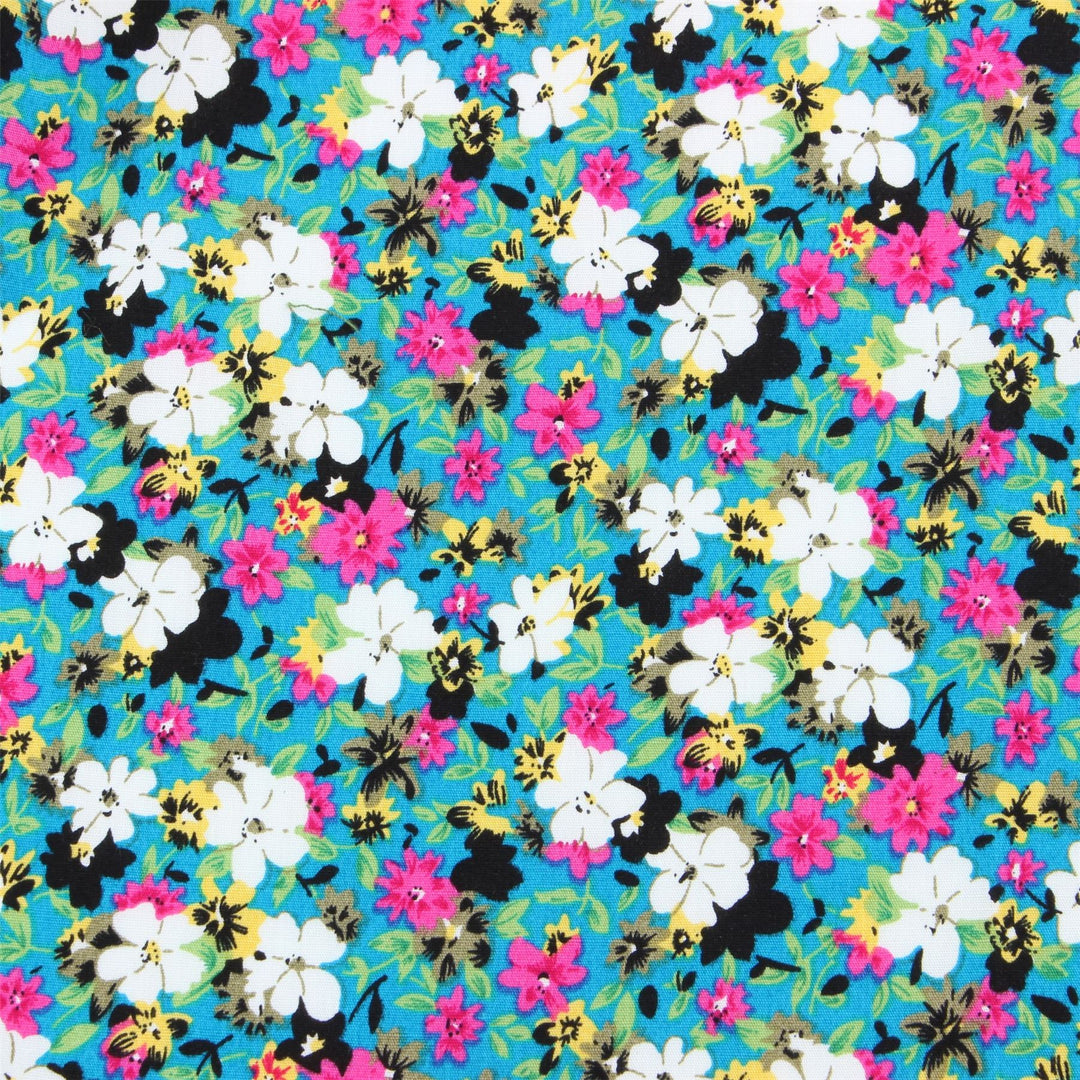 Tailored Fit Long Sleeve Shirt - Multi-coloured Floral on Turquoise