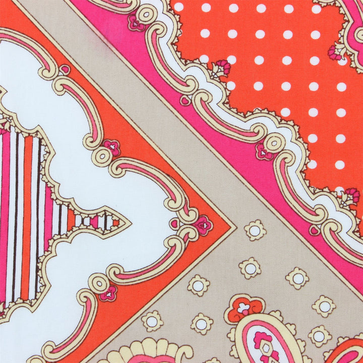 Tailored Fit Long Sleeve Shirt - Orange & Pink Paisley