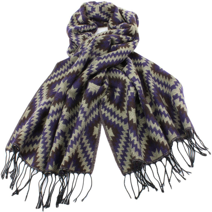 Aztec Pattern Soft Scarf - Purple