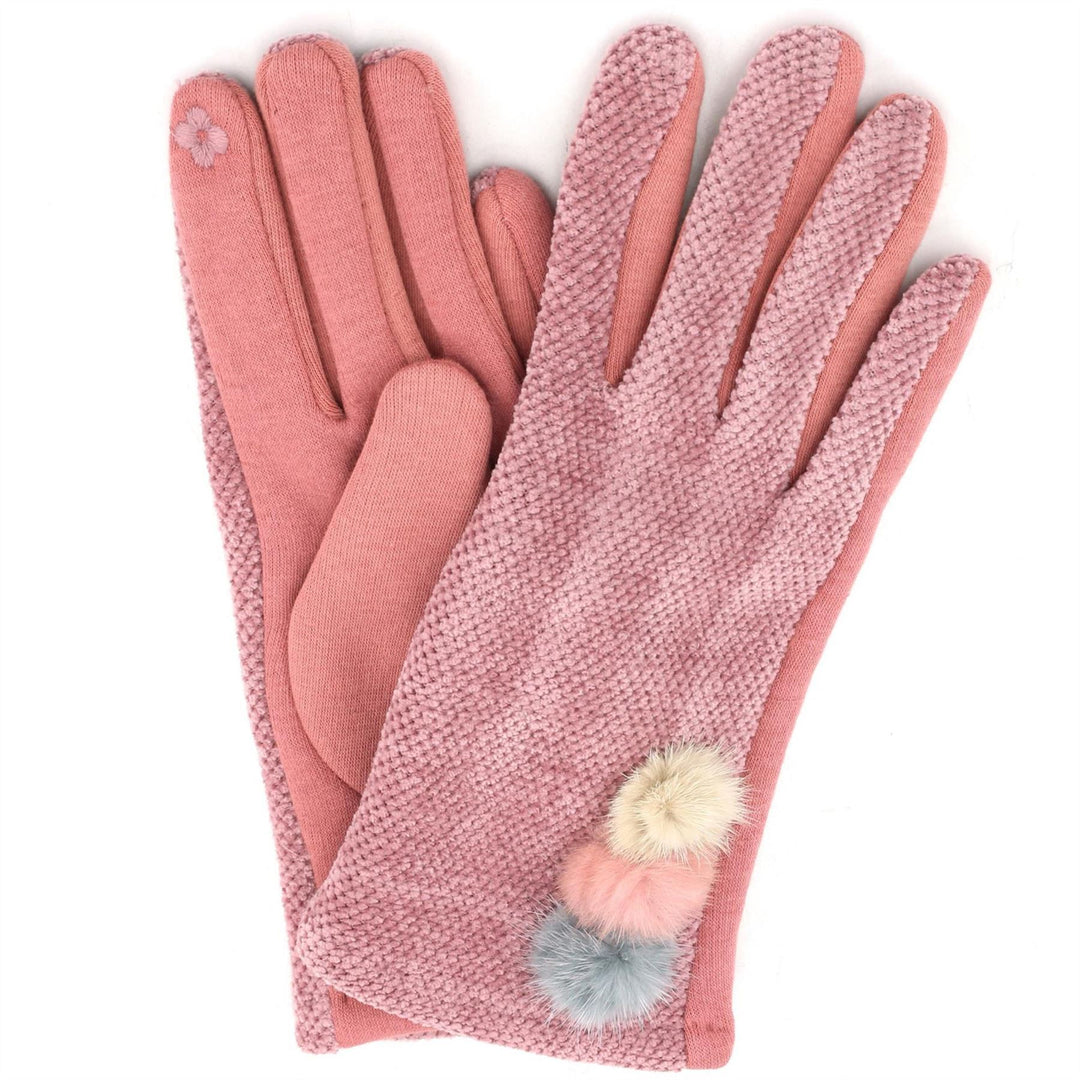 Ladies Velvet Gloves - Pink
