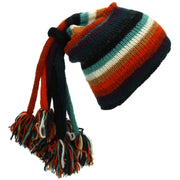 Hand Knitted Beanie Fountain Tassel Hat - Stripe Anu