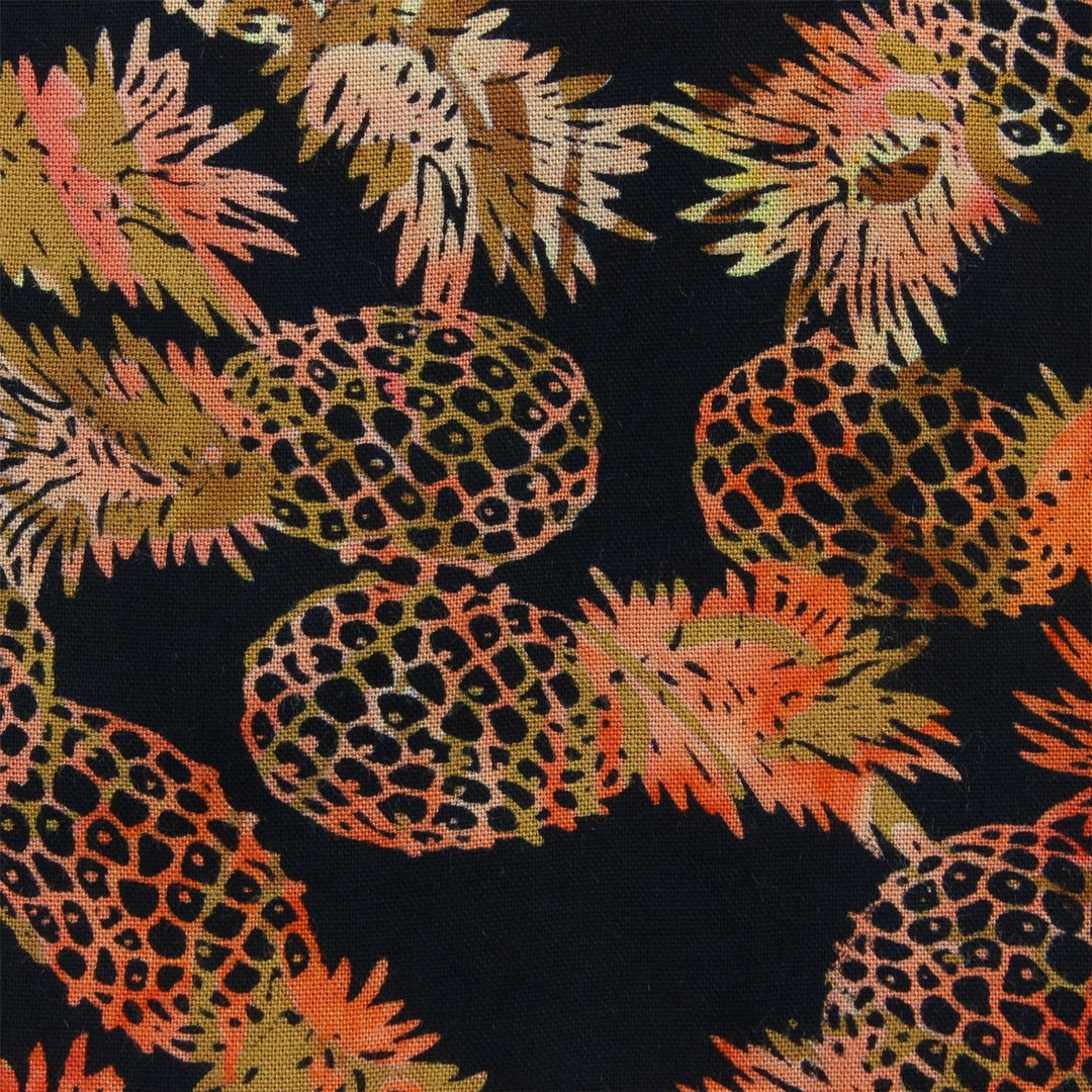 Tailored Fit Long Sleeve Shirt - Orange Pineapples on Black