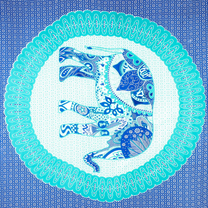 Viscose Rayon Sarong - Elephant Mandala - Blue & Green