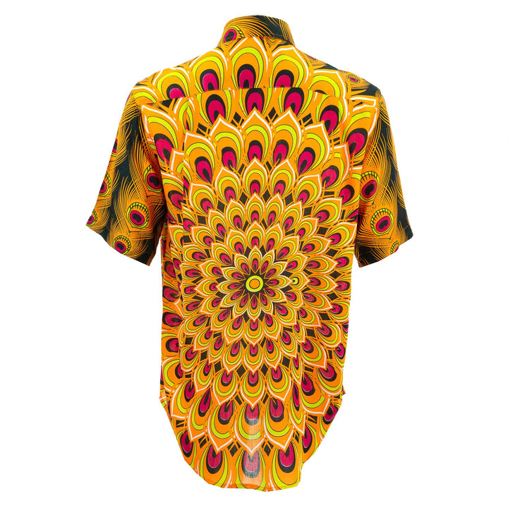 Regular Fit Short Sleeve Shirt - Peacock Mandala - Orange Red