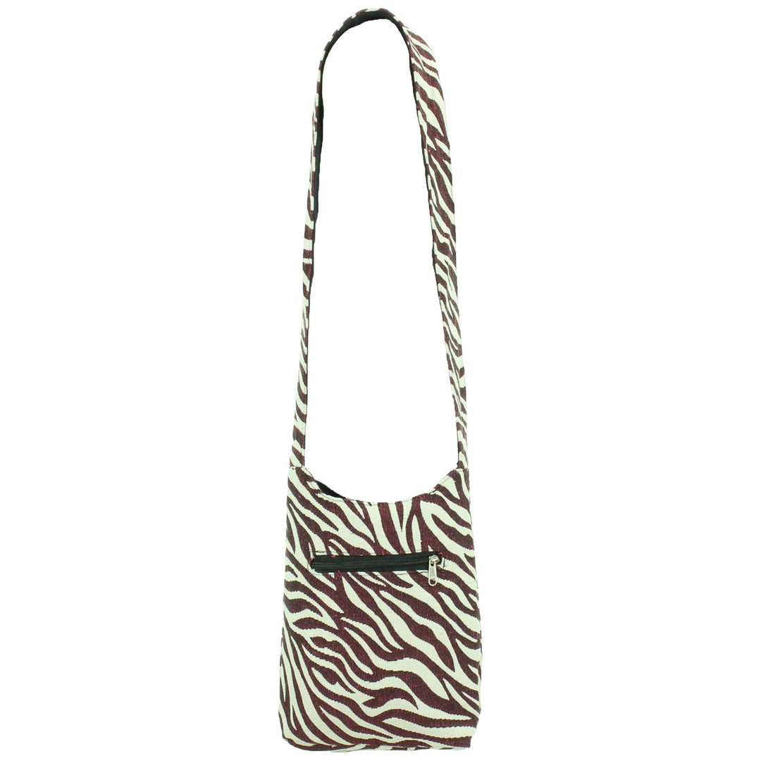 Cotton Canvas Sling Shoulder Bag - Zebra Red