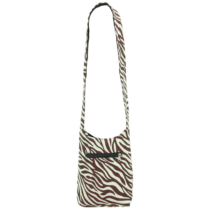 Cotton Canvas Sling Shoulder Bag - Zebra Red