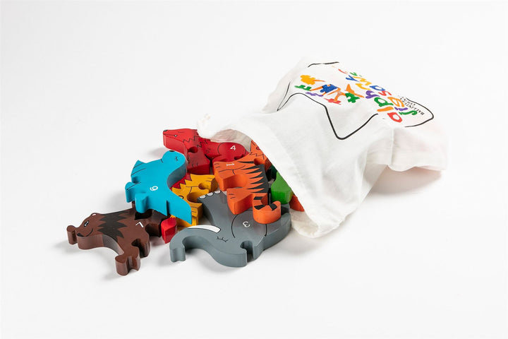 Handmade Wooden Jigsaw Puzzle - Number Zoo