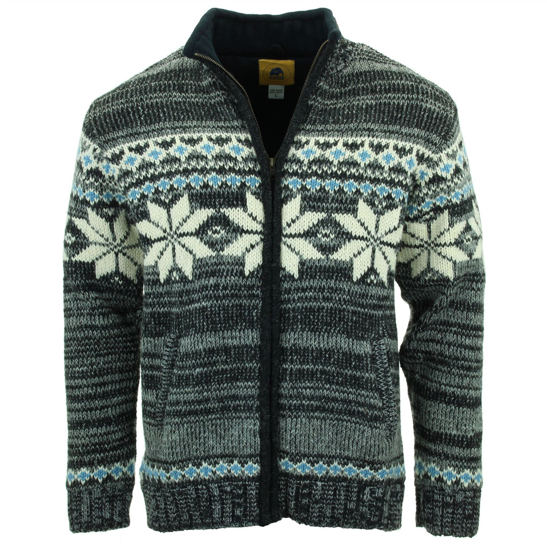 Hand Knitted Wool Jacket Cardigan - Fairisle Grey
