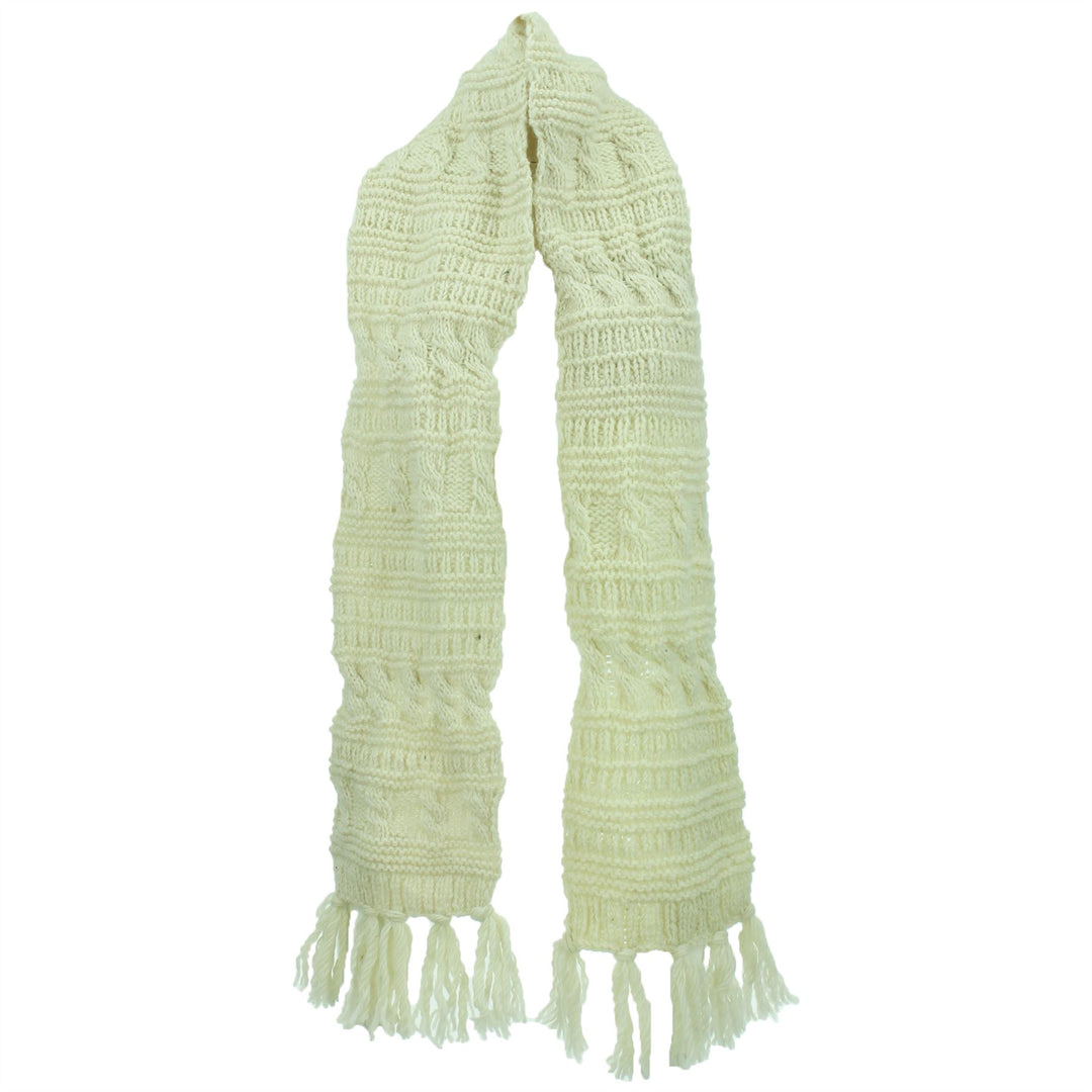 Chunky Wool Knit Scarf - Cream
