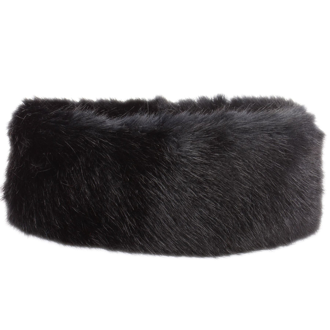 Elasticated Faux Fur headband with fleece lining - Black