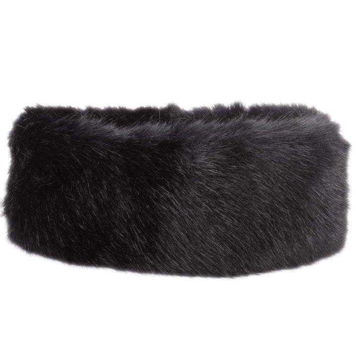 Elasticated Faux Fur headband with fleece lining - Black