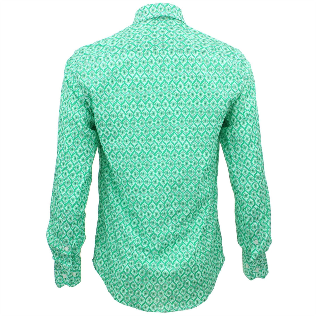 Tailored Fit Long Sleeve Shirt - Green Abstract Floral