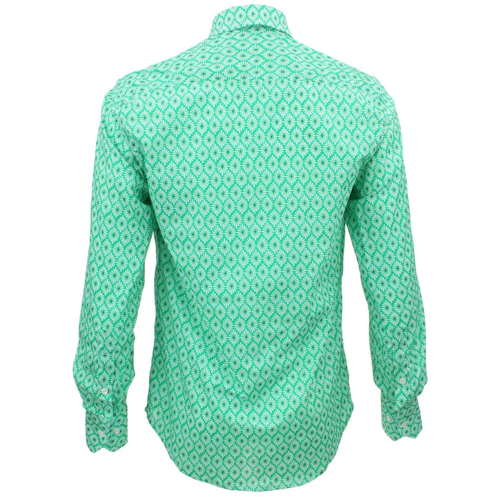 Tailored Fit Long Sleeve Shirt - Green Abstract Floral