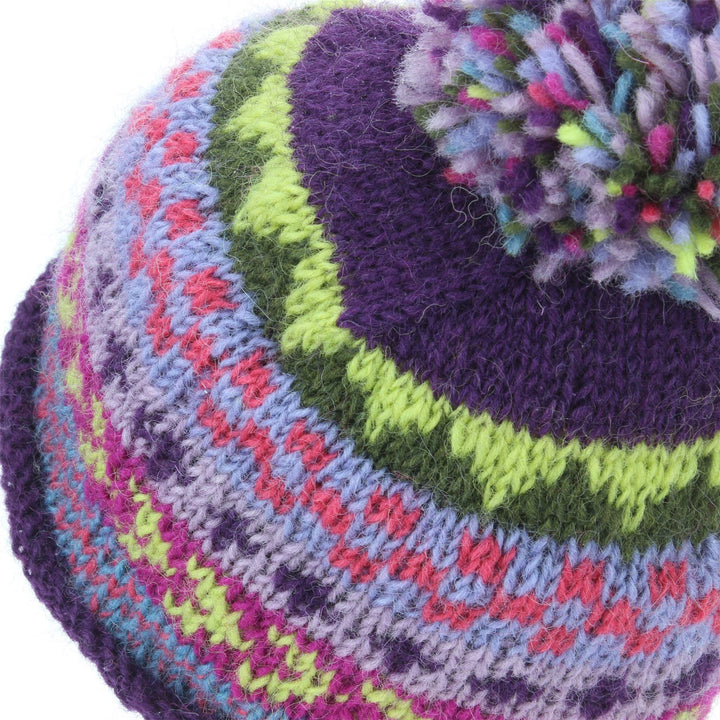 Wool Knit Beanie Bobble Hat