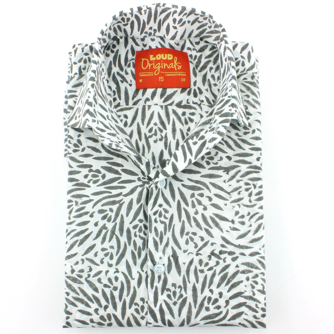 Tailored Fit Short Sleeve Shirt - Block Print - Stamen