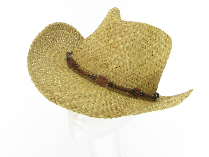 Straw Cowboy Hat with Three Horses Badge