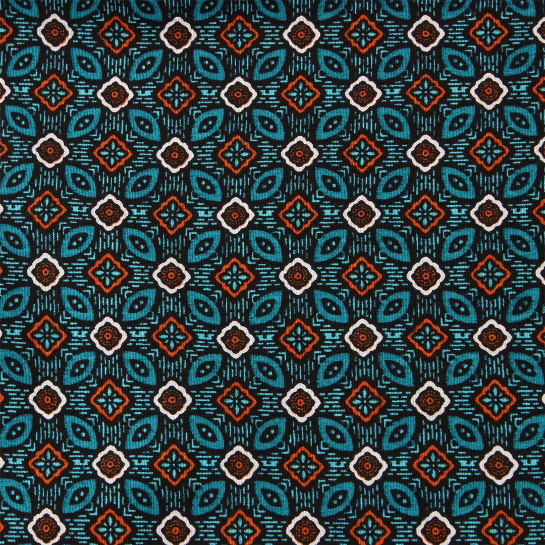 Tailored Fit Long Sleeve Shirt - Turquoise Abstract
