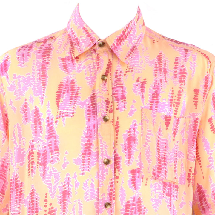 Regular Fit Short Sleeve Shirt - Yellow & Pink Abstract