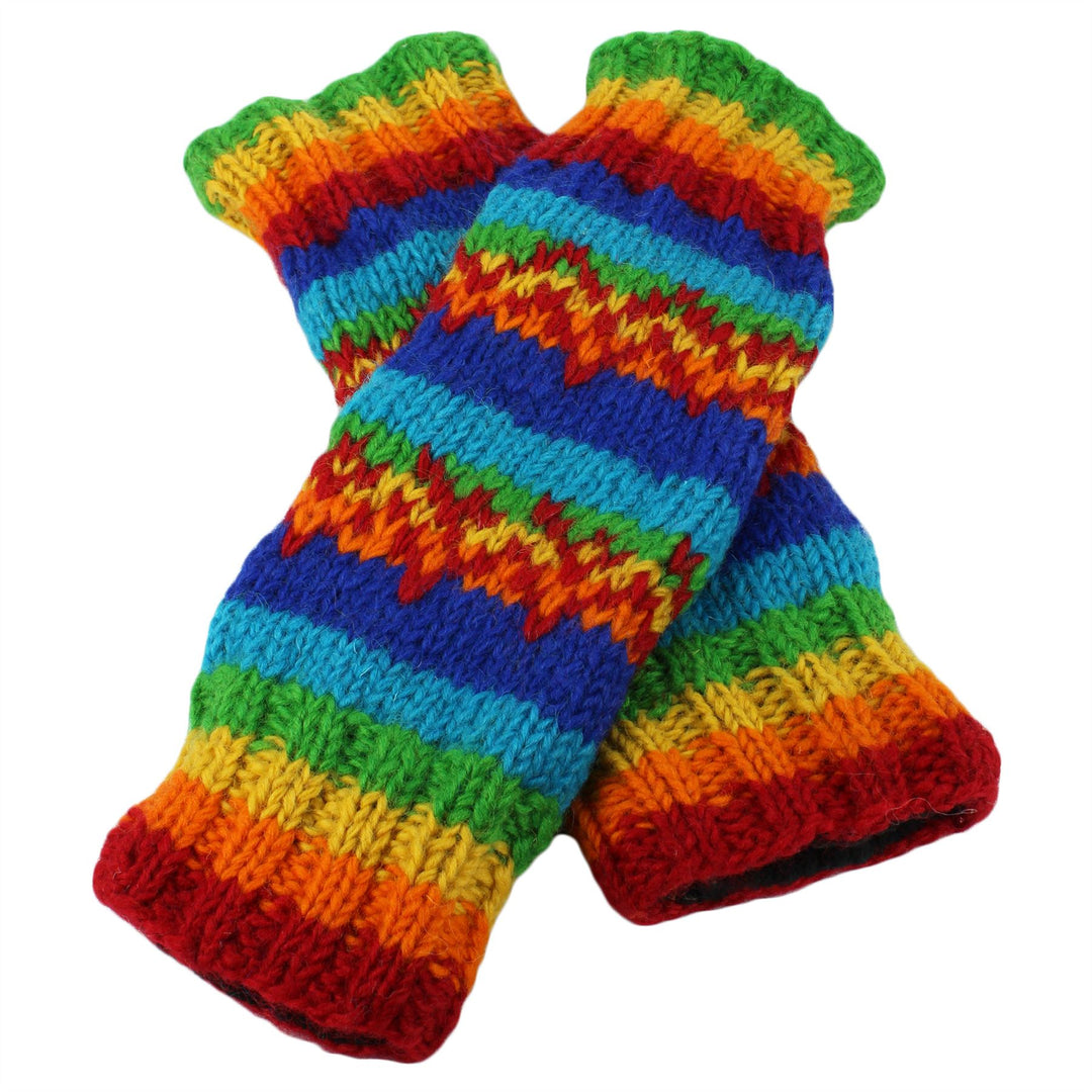 Chunky Wool Knit Leg Warmers - Rainbow