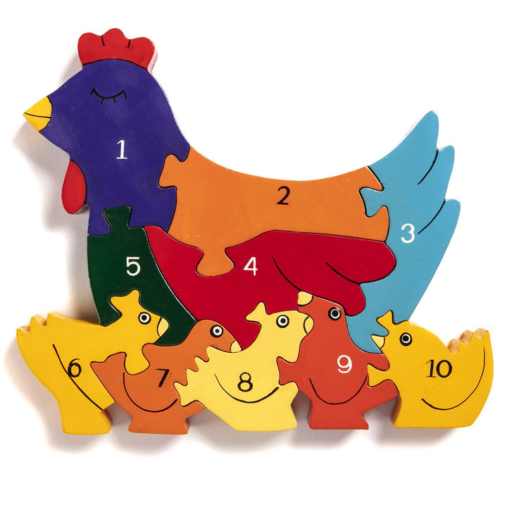 Handmade Wooden Jigsaw Puzzle - Number Hen