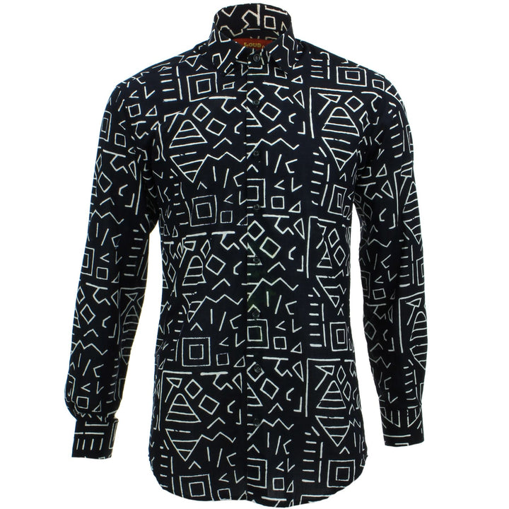 Slim Fit Long Sleeve Shirt - Block Print - Geometric