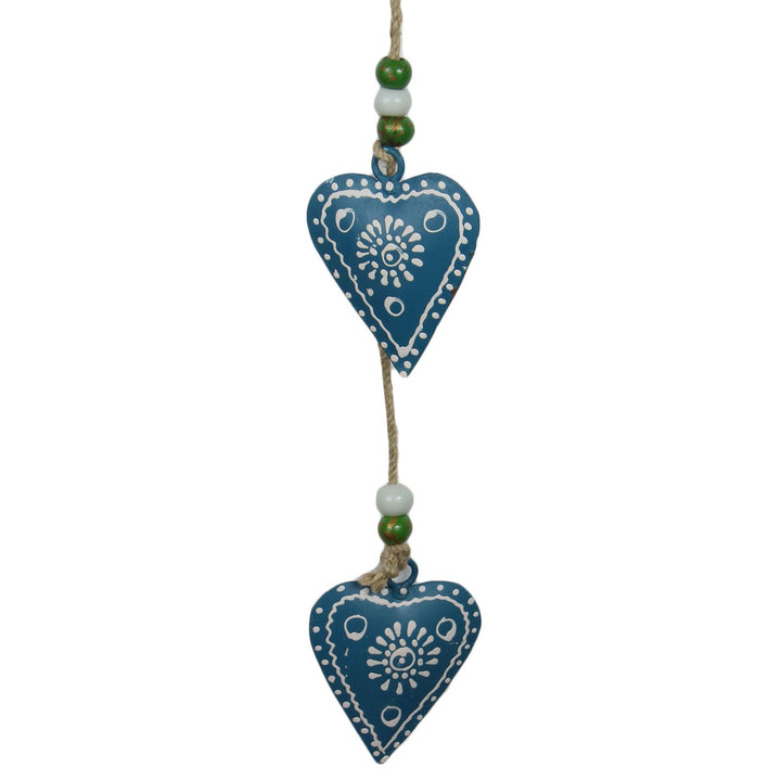 Hanging Mobile Decoration String of Hearts - Teal - Sand String