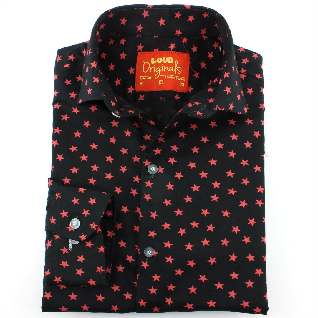 Tailored Fit Long Sleeve Shirt - Ditzy Red Stars