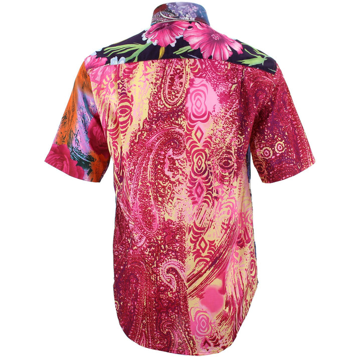 Regular Fit Short Sleeve Shirt - Random Mixed Panel - Abstract